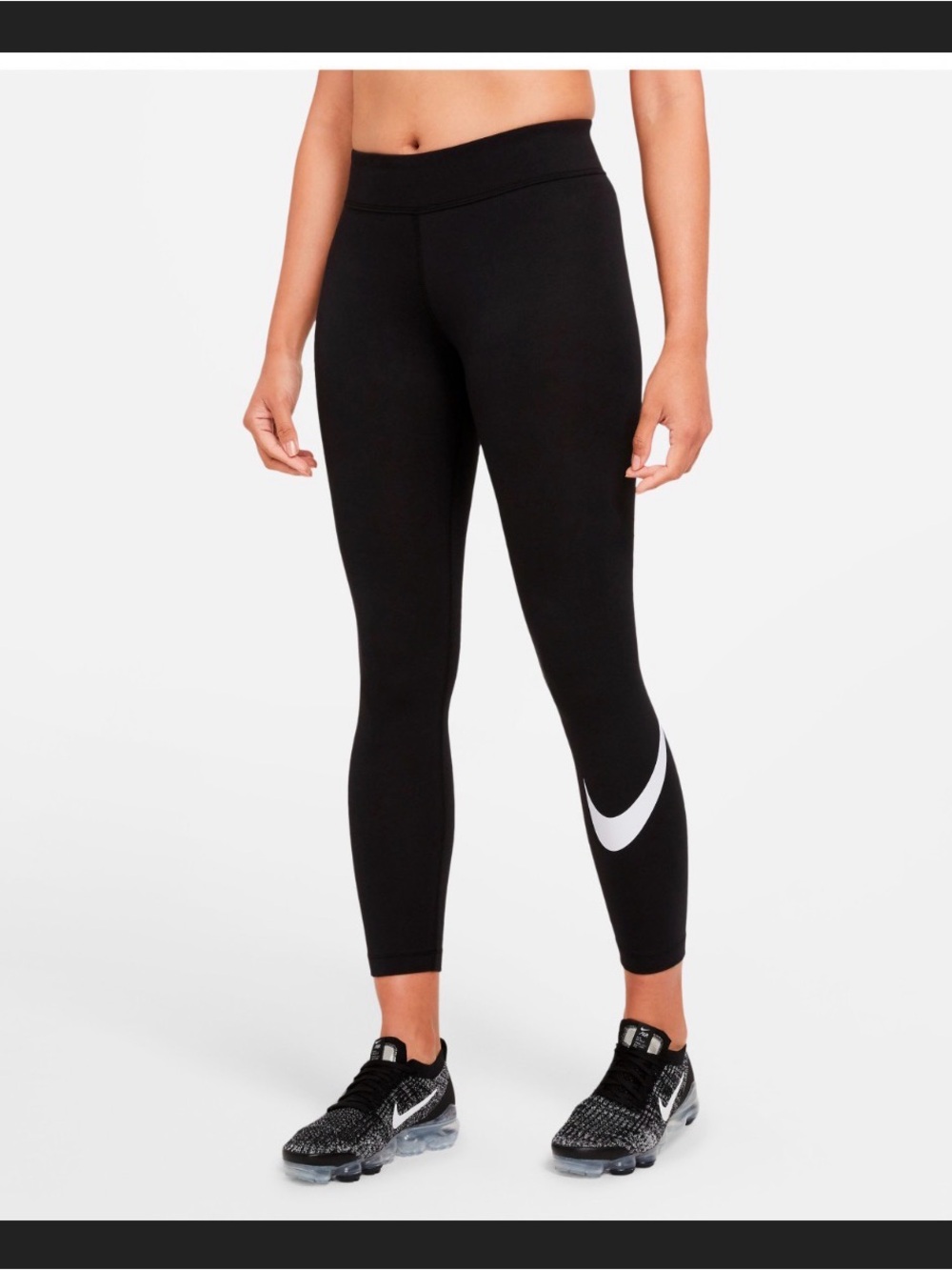 Nike Black Leggings with White Swoosh Accent
